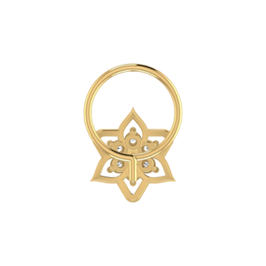 AJRETAIL แหวนจมูกทองคำ 14K ทรงกลมเจียระไนแบบบริลเลียนต์ 0.06 กะรัต เพชรธรรมชาติ ลายดอกไม้ สไตล์ชาติพันธุ์ เครื่องประดับร่างกายสำหรับผู้หญิง - Product Image 5