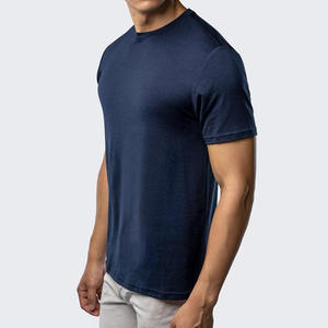 T-shirt Homme Bleu Marine Personnalisé en Gros – Décontracté, Respirant, Coton Spandex, Coupe Slim, Col Rond, Uni, pour Sport et Gym, Coupe Musculaire - Product Image 2