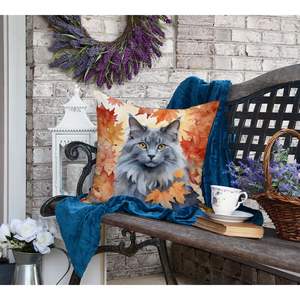 Nebelung Cat in Fall Leaves Decorative <b>Throw</b> Pillow Machine Washable <b>for</b> Indoor & Outdoor Use 18Hx18W <b>for</b> <b>Couch</b> Bed Patio Decor - Product Image 4