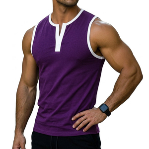 Débardeur Homme Premium Décontracté à Col Cranté Style Ringer Contrastant en Coton Spandex avec Logo Personnalisé – Vente en Gros - Product Image 1