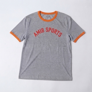T-shirts Ringer décontractés pour hommes en coton 100% gris/orange de haute qualité, coupe classique, manches courtes, logo imprimé HD sur le devant - Product Image 1