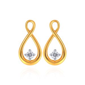 Pendientes de Diamantes Infinity Poise, Oro Amarillo, Corte Brillante Redondo, Diamante Natural, Diseño Minimalista, para Uso Diario de Mujeres - Product Image 1