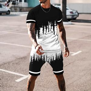 Ensemble de t-shirts athlétiques pour homme, deux pièces, couleur unie, tricoté, col rond, manches courtes, impression de logo personnalisé, décontracté, respirant, pour l'entraînement - Product Image 2