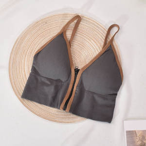 Soutien-gorge de sport sans couture pour femme, couleur unie, écologique, séchage rapide, style simple, antichoc, fermeture éclair frontale, respirant, pour fitness et yoga, vente en gros - Product Image 4