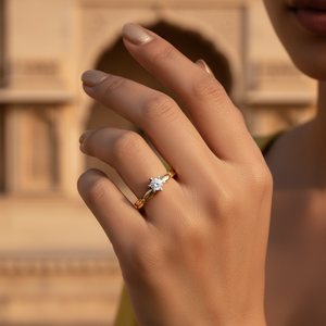 Anillo de compromiso y boda solitario de oro amarillo para mujer, hecho a mano, diseño personalizado, diamantes cultivados en laboratorio, proveedor de joyería clásica - Product Image 6