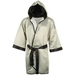 Robe de boxe personnalisée pour équipe de combat, en satin de haute qualité, à capuche, tenue d'entrée durable pour événements de boxe - Product Image 2