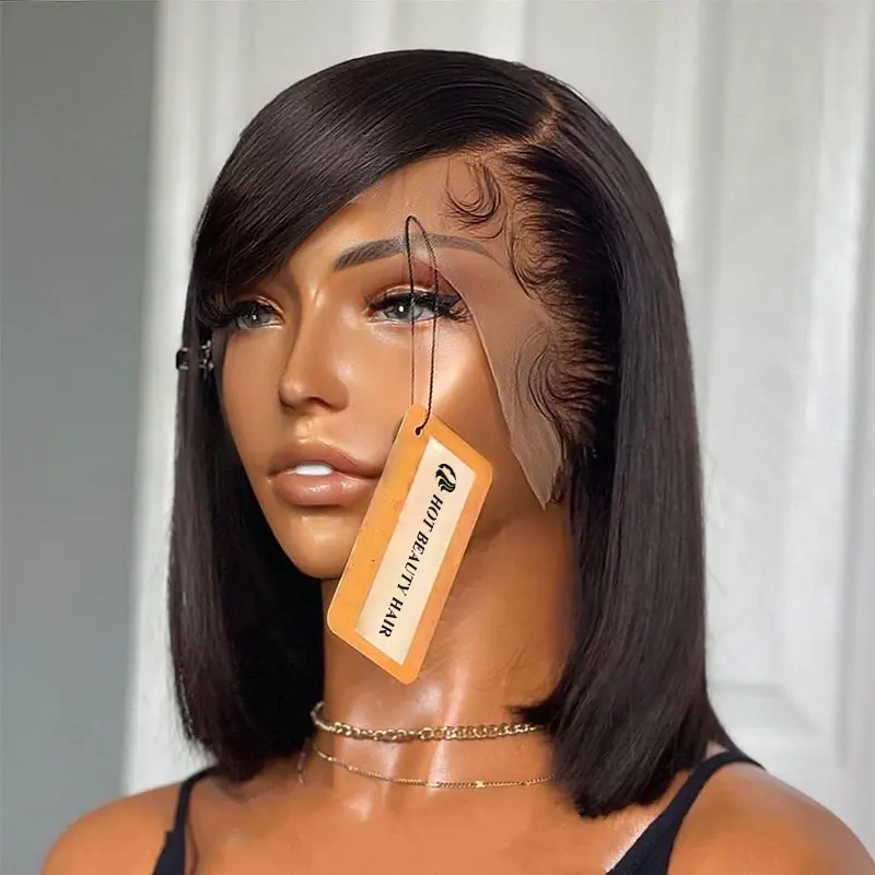 Bone Straight Short Bob 13x4 Lace Front Human Hair Wig Pre Plucked Brazilian Frontal Remy 4x4 5x5 Closure Wigs For Black Women