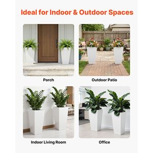 Ensemble de 2 pots de fleurs modernes en plastique de 26 pouces de hauteur pour plantes d'intérieur/extérieur, pour véranda avant, plantes d'intérieur/extérieur - Product Image 6