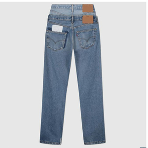 High Quality Latest Custom Double Waist Jeans for Men Color Washing Casual Washed Man Jeans Straight Leg Denim <b>Trousers</b> - Product Image 4