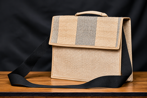 Sangle de sac en fibre de banane de qualité supérieure, poignée légère et structurée pour sacoche d'ordinateur portable, tissu tissé naturel, fermeture à velcro de type rabat, tendance - Product Image 2