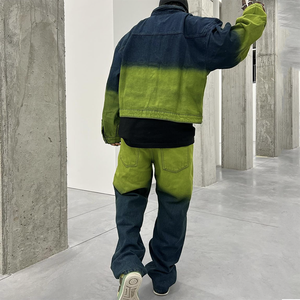 Conjunto de Chaqueta y Pantalones Cargo de Mezclilla para Hombre, Estilo Vintage Lavado, Personalizado de Fábrica - Product Image 3