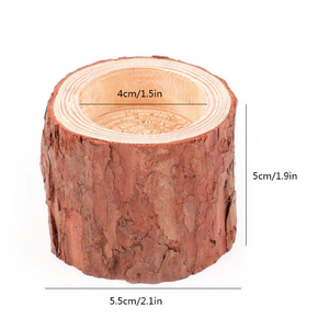 Decor N Utility Premium Home Accessories Wooden Rustic <b>Tealight</b> Candle <b>Holder</b> Bark Textured Design Engraved Handmade Valentine's - Product Image 2