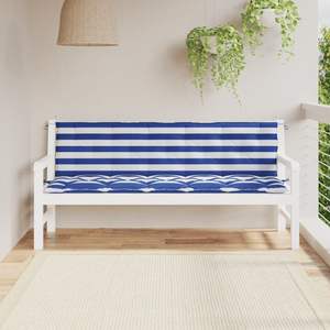 Juego de 2 Cojines para Banco de Jardín con Rayas Azules y Blancas - Product Image 1