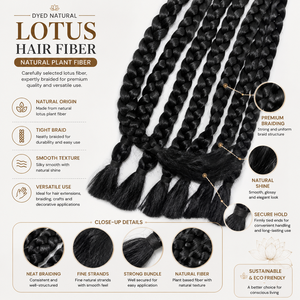 Premium Dyed Raw Lotus Hair Fiber Natural Black Eco-Friendly <b>Braided</b> Fiber for Hairpieces <b>Braiding</b> <b>Accessories</b> Handicraft Use - Product Image 6