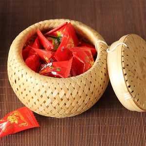 High Quality Vietnam Round Bamboo Woven <b>Basket</b> Tea Packing Boxes <b>White</b> Snack Serving Sundries <b>Storage</b> With Lid Decoration Home - Product Image 4