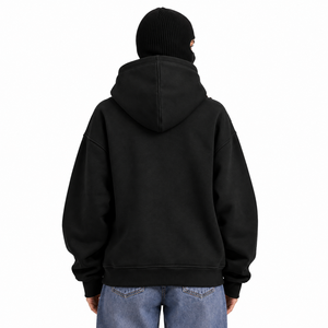 Veste streetwear personnalisée pour femme avec capuche double cagoule intégrée, fermeture éclair intégrale, en polyester et coton, avec cache-visage intégré et poignets côtelés - Product Image 2