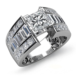 IGI-Zertifizierter 14k 18K Weißgold Vintage-Stil Labor-Gezüchteter Diamantring Luxus-Schmuck Smaragdschliff Drei-Stein-Verlobungsringe - Product Image 1