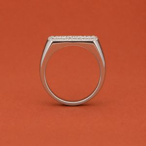 Cluster <b>Ring</b> 925 Sterling <b>Silver</b> Moissanite Diamond Look Signet <b>Ring</b> for <b>Men</b> - Product Image 4