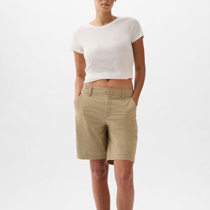 Shorts de mezclilla de cintura alta con efecto desgastado para mujer, con botones y bolsillos, shorts de mezclilla para mujer, muy vendidos. - Product Image 2