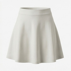 Women A-Line Mini <b>Skirt</b> Solid Color <b>Elastic</b> Waist Comfortable Casual Wear All Seasons Spandex Polyester Fabric - Product Image 1
