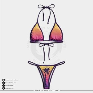 Mawra Martial Arts Sexy Floral <b>Triangle</b> <b>Bikini</b> <b>Set</b> Quick-Dry Women Summer Swimwear Custom Sublimation 2 Piece Bathing Suit - Product Image 3