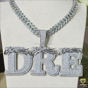 Collier pendentif de luxe « DRE » en moissanite et diamant, chaîne cubaine, bijoux tendance hip-hop - Product Image 4
