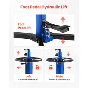 Martinetto Idraulico Telescopico per Trasmissione da 750 kg (1660 libbre) con Capacità di Sollevamento di 0,75 Tonnellate, Pedale Girevole a 360 Gradi, Martinetti Idraulici da 1 Tonnellata - Product Image 4