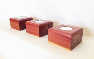 Porte-bougie en bois fait main, support de bougie chauffe-plat en bois naturel, décoration rustique pour la maison, centre de table - Product Image 6