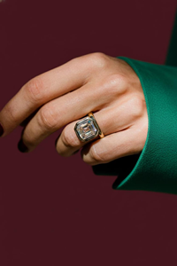 Bague de fiançailles en diamant taille Asscher de 6 carats, or jaune, bijoux classiques pour femmes, luxe - Product Image 1