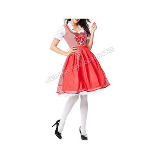 Traditional German Cotton Checkered Dirndl Dress Oktoberfest Outfit Elegant Bavarian Trachten Dress With <b>Skirt</b> Satin Dirndl - Product Image 3