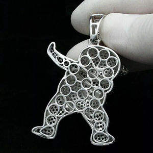 Colgante de Oso de Dibujos Animados con Diamantes de Imitación, Chapado en Plata, Amuleto Hiphop, Joyería Unisex para Regalo - Product Image 2