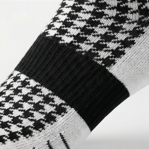 Black And White Houndstooth Crew <b>Socks</b> For Adults Casual Wear Knitted Breathable Patterned <b>Socks</b> - Product Image 5