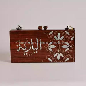 Bolso de noche hecho a mano antiguo Vintage de madera para mujer, caja de fiesta multimosaico, bolso de noche hecho a mano de La India - Product Image 4