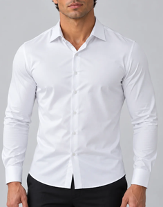 Custom Men's Long Sleeve Classic Point Collar Formal Dress <b>Shirt</b> Minimalist <b>Office</b> Daily Smart Casual Wear Factory Wholesale OEM - Product Image 3