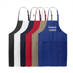 Cotton <b>Black</b> Bib <b>Apron</b> 2-Pocket Women Chef Kitchen BBQ Restaurant Cooking Cleaning Custom Logo Wholesale - Product Image 1
