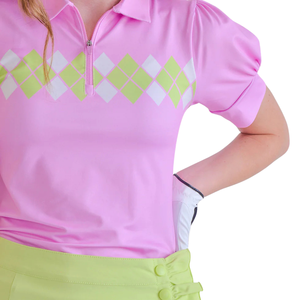 Polo de golf décontracté pour filles en polyester/coton, tissu technique bi-extensible, tricoté, avec fermeture éclair latérale brodée, personnalisable, vente en gros - Product Image 5