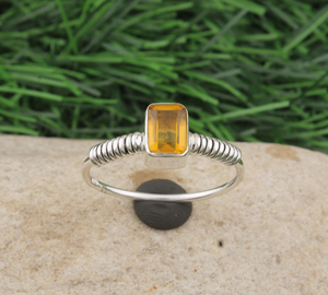Anillo de Citrino Amarillo Natural, Plata de Ley 925, Anillos Clásicos Minimalistas y Delicados para Mujer, Piedra de Nacimiento de Noviembre - Product Image 3