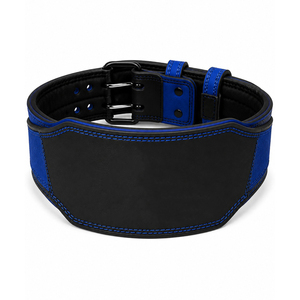 High Quality Customizable <b>Blue</b> Leather Weightlifting <b>Belt</b> Heavy Duty Powerlifting Waist Support Lumbar <b>Belt</b> with Metal Buckle - Product Image 5