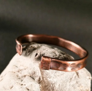 Handmade Oxidized Copper Hammered Cuff Bracelet Adjustable Open Wrap Fashionable Retro Style Wrist Accessory - Product Image 3