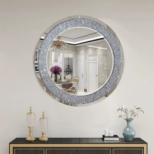 Luxury Round Crystal Wall <b>Mirror</b> With <b>Silver</b> Mirrored Frame Sparkling Decorative Hanging <b>Mirror</b> from REHMAN CRAFT - Product Image 5