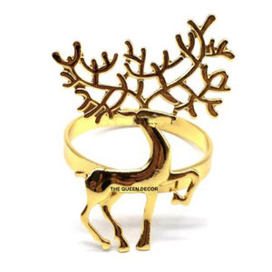 Anneaux de serviette de luxe en métal doré et argenté, motif cerf Sika, pour Noël et les fêtes, en stock, vente chaude, haute qualité - Product Image 1