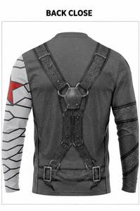 เสื้อแรชการ์ดแขนยาวสำหรับผู้ชาย พิมพ์ลายด้วยเทคนิค Heat-Transfer ผ้าสแปนเด็กซ์/โพลีเอสเตอร์ 220 กรัม แห้งเร็ว ดีไซน์ลายเกราะ โลโก้สีแดงด้านหน้า - Product Image 4