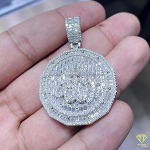 Colgantes finos de Hip Hop de lujo, dijes con nombre personalizado, colgante de medallón helado, colgante de Baguette brillante de moissanita - Product Image 6