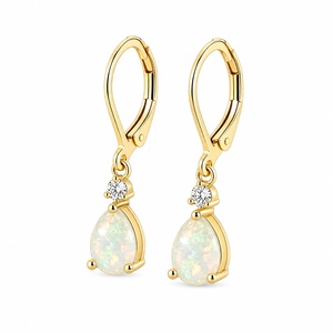 925 Sterling Silver Classic Water Drop Fire <b>Opal</b> Drop <b>Earrings</b> for Women - Product Image 4