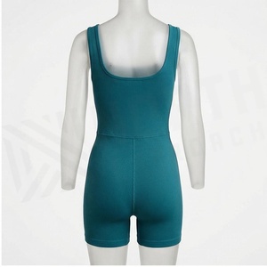 Combinaison de yoga sans manches à col carré côtelé North Approach, short taille haute, couleur unie, vêtements de sport sans couture - Product Image 2