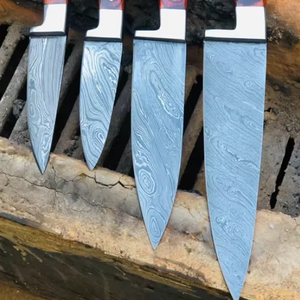 Ensemble de couteaux de chef SCL - Fabriqués à la main en acier damas à 67 couches, 4 pièces, fabrication artisanale, revêtement antiadhésif écologique, ambidextres - Product Image 1