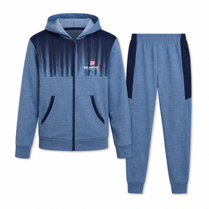 Ensemble de survêtement sport deux pièces pour homme 2026 avec logo personnalisé OEM, en polaire de polyester, comprenant une veste zippée intégrale à imprimé dégradé et un pantalon de jogging - Product Image 1