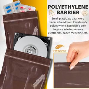 Amber Zip <b>Bags</b> 12 X 12 Pack 1000 Brown Plastic Reclosable Polyethylene Zip Baggies 3 Mil Poly <b>Bags</b> Zipper for <b>Camera</b> <b>Video</b> - Product Image 3