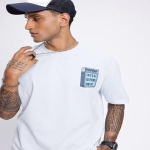 T-shirt pour homme 100% coton, longueur classique, col rond, manches tombantes - Product Image 3