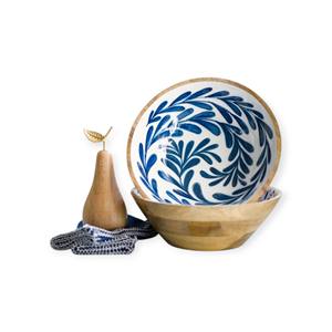 Ensemble de bols de service en bois minimaliste avec intérieur en émail blanc lisse pour une utilisation moderne à la table et au quotidien - Product Image 3